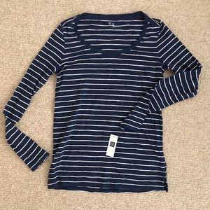 NWT Navy Striped long sleeved top